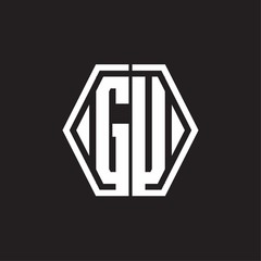 GU Logo monogram with hexagon line rounded design template