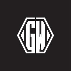GW Logo monogram with hexagon line rounded design template