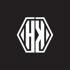 HK Logo monogram with hexagon line rounded design template