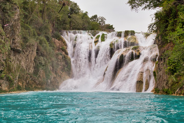 Unbelievable summer morning scene on the Waterfall (EL SALTO-EL MECO) san luis potosi...