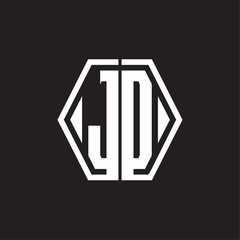 JD Logo monogram with hexagon line rounded design template