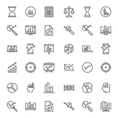 Analytics line icon set.