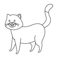 cute little cat animal line style icon vector illustration design