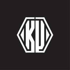 KU Logo monogram with hexagon line rounded design template