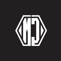 MC Logo monogram with hexagon line rounded design template