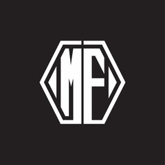 MF Logo monogram with hexagon line rounded design template