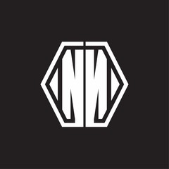 NN Logo monogram with hexagon line rounded design template