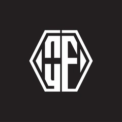 OF Logo monogram with hexagon line rounded design template