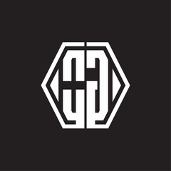 OG Logo monogram with hexagon line rounded design template