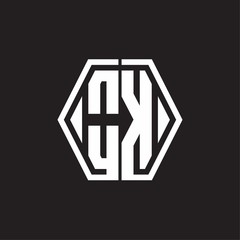 OK Logo monogram with hexagon line rounded design template