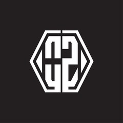 OZ Logo monogram with hexagon line rounded design template