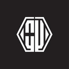 OU Logo monogram with hexagon line rounded design template