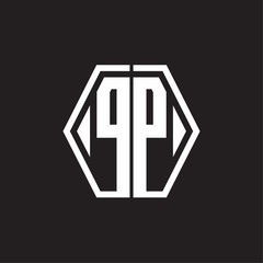 PP Logo monogram with hexagon line rounded design template