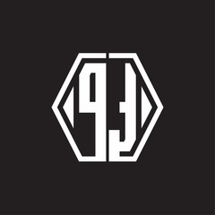 PT Logo monogram with hexagon line rounded design template