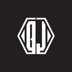 QJ Logo monogram with hexagon line rounded design template
