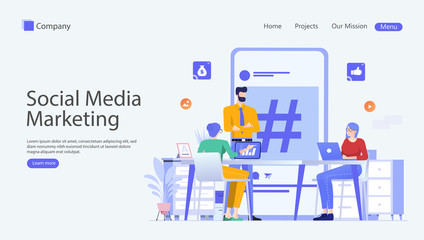 Social Media Marketing Vector Illustration Concept , Suitable for web landing page, ui, mobile app, editorial design, flyer, banner, and other related occasion