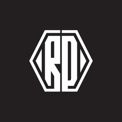 RD Logo monogram with hexagon line rounded design template