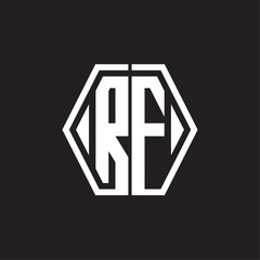 RF Logo monogram with hexagon line rounded design template