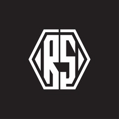 RS Logo monogram with hexagon line rounded design template