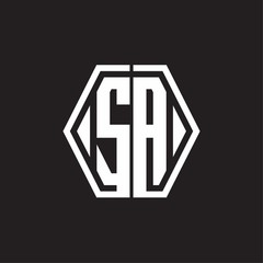 SA Logo monogram with hexagon line rounded design template