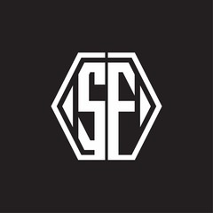 SF Logo monogram with hexagon line rounded design template