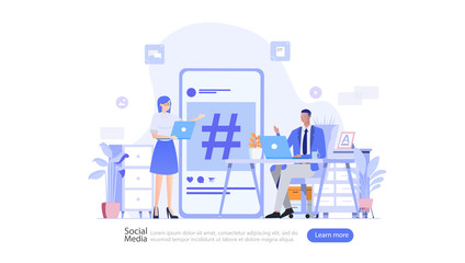 Social Media Network and Influencer Vector Illustration Concept , Suitable for web landing page, ui, mobile app, editorial design, flyer, banner, and other related occasion