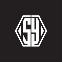 SY Logo monogram with hexagon line rounded design template