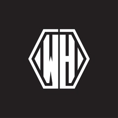 WH Logo monogram with hexagon line rounded design template