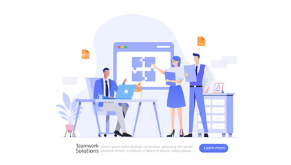 Teamwork Communication Vector Illustration Concept , Suitable for web landing page, ui, mobile app, editorial design, flyer, banner, and other related occasion