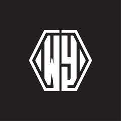 WY Logo monogram with hexagon line rounded design template