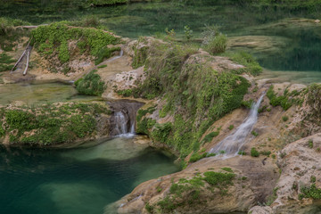 Fototapeta na wymiar beautiful small waterfalls, Waterfall hidden in the (EL SALTO-EL MECO) san luis potosi Mexico