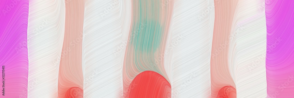 Poster dynamic designed horizontal banner with light gray, antique white and neon fuchsia colors. fluid curved lines with dynamic flowing waves and curves
