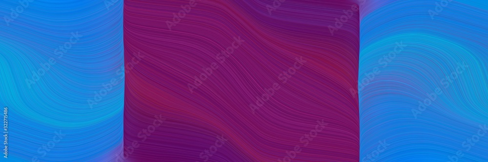 Poster artistic banner with purple, dodger blue and slate blue colors. fluid curved lines with dynamic flow