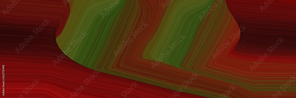 Poster surreal horizontal header with dark red, dark olive green and chocolate colors. fluid curved flowing