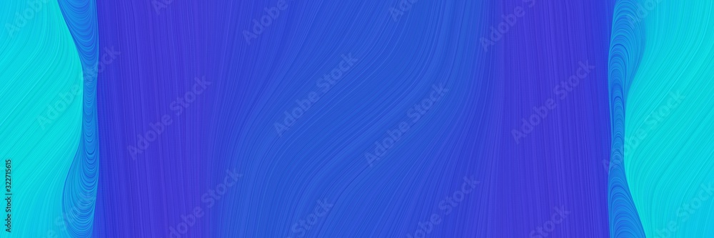 Poster colorful designed horizontal header with royal blue, dark turquoise and dodger blue colors. fluid cu