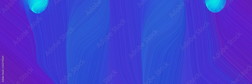 Poster colorful horizontal banner with royal blue, blue violet and dark turquoise colors. fluid curved line