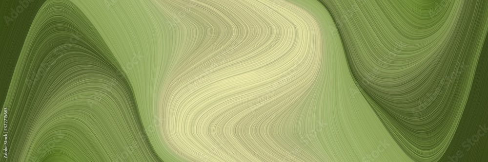 Poster dynamic horizontal banner with pastel brown, pale golden rod and dark olive green colors. fluid curv