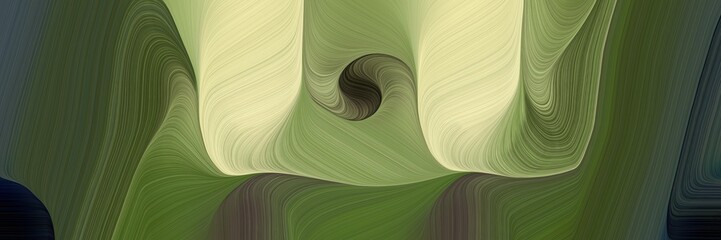 dynamic horizontal header with dark olive green, pale golden rod and pastel brown colors. fluid curved flowing waves and curves
