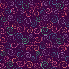 Obraz na płótnie Canvas seamless pattern. multi-colored spirals. dark background