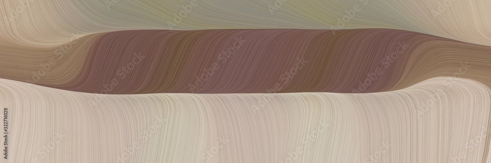 Poster decorative designed horizontal banner with dark gray, ash gray and pastel brown colors. fluid curved lines with dynamic flowing waves and curves