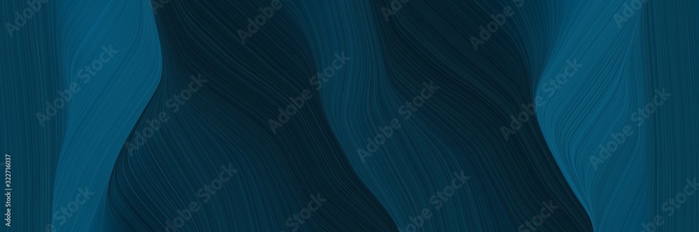 Poster dynamic banner design with very dark blue, teal green and dark slate gray colors. fluid curved flowi