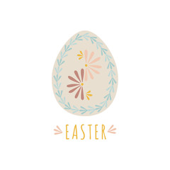 Traditional vintage Easter egg. Vector illustration using traditional Baltic ornaments and Lettering EASTER.