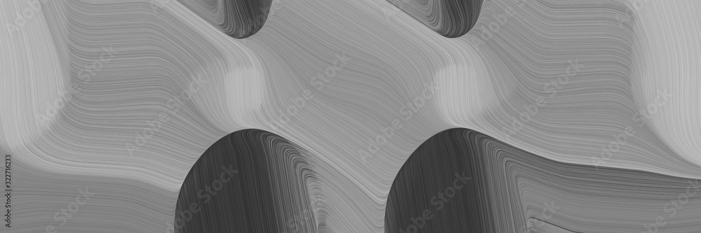 Poster moving designed horizontal header with dark gray, dark slate gray and dim gray colors. fluid curved lines with dynamic flowing waves and curves