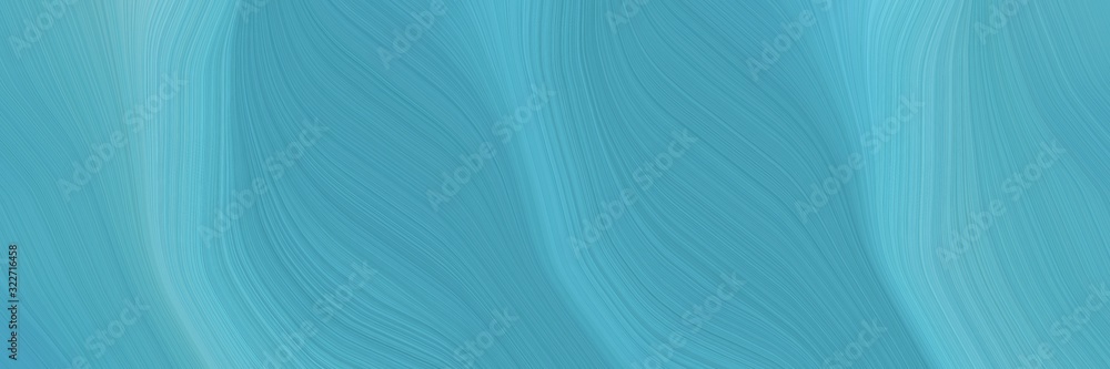 Poster flowing designed horizontal banner with cadet blue, sky blue and medium turquoise colors. fluid curved lines with dynamic flowing waves and curves