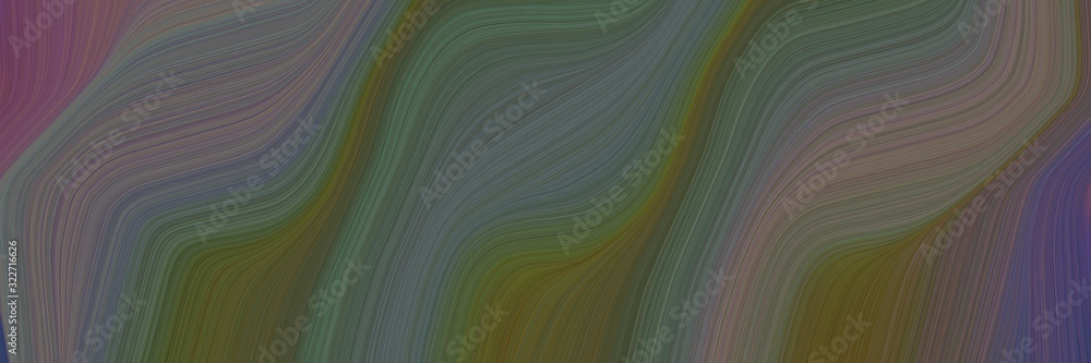 Poster artistic designed horizontal header with dim gray, dark olive green and pastel brown colors. fluid curved lines with dynamic flowing waves and curves