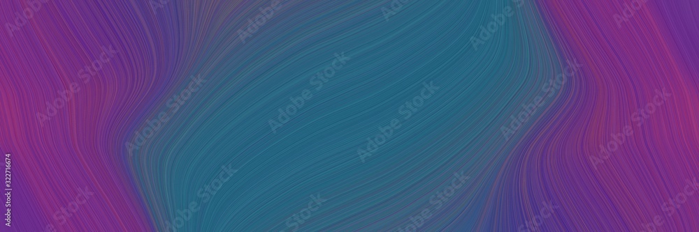 Poster flowing banner with teal blue, dark slate blue and antique fuchsia colors. fluid curved lines with dynamic flowing waves and curves