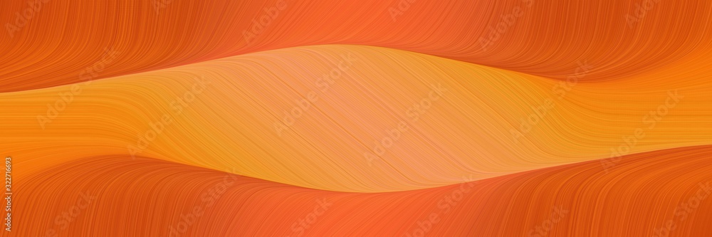 Poster artistic horizontal banner with coffee, pastel orange and sandy brown colors. fluid curved lines wit