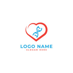 DNA Love logo design template full vector