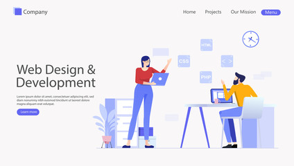 Website and Mobile Website Development Vector Illustration Concept , Suitable for web landing page, ui, mobile app, editorial design, flyer, banner, and other related occasion