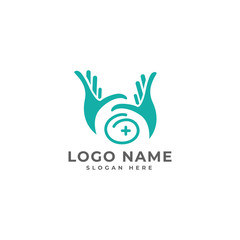 medical care logo design template full vector 